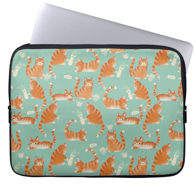 Capa Para Notebook Gatos Laranja Maus A Baterem (Frente)