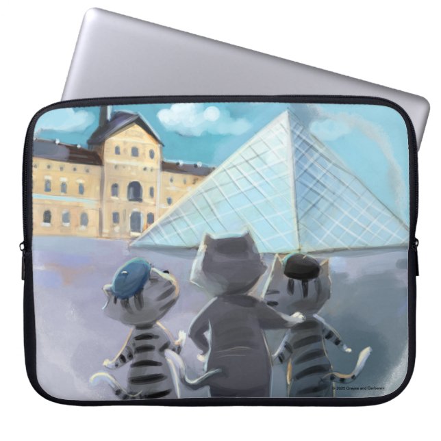 Capa Para Notebook Gatos Louvre Paris - Estojo para Laptop (Frente)