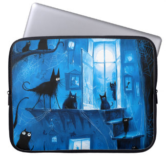 Capa Para Notebook Gatos Pretos Góticos e Caprichosos de Halloween As
