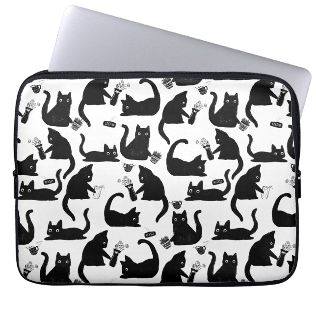 Capa Para Notebook Gatos Ruins A Trancar Coisas (Frente)