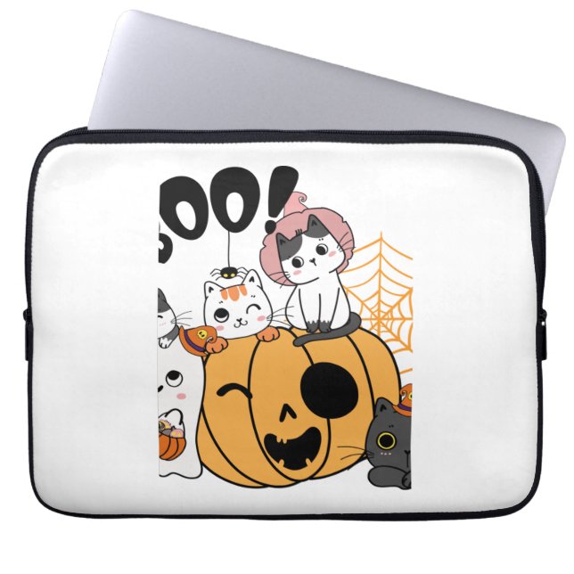 Capa Para Notebook Gatos Se Divertindo No Vedante De Halloween (Frente)