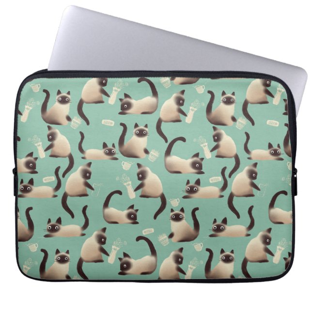 Capa Para Notebook Gatos Siameses Ruins A Arrancar Coisas (Frente)