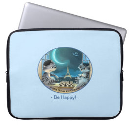 Capa Para Notebook Gatos Torre Eiffel - Noite Feliz Capinha de Laptop