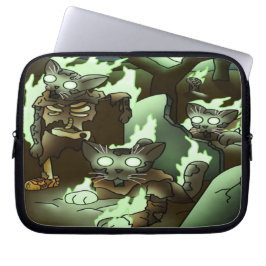 Capa Para Notebook Gatos Zombie do Halloween