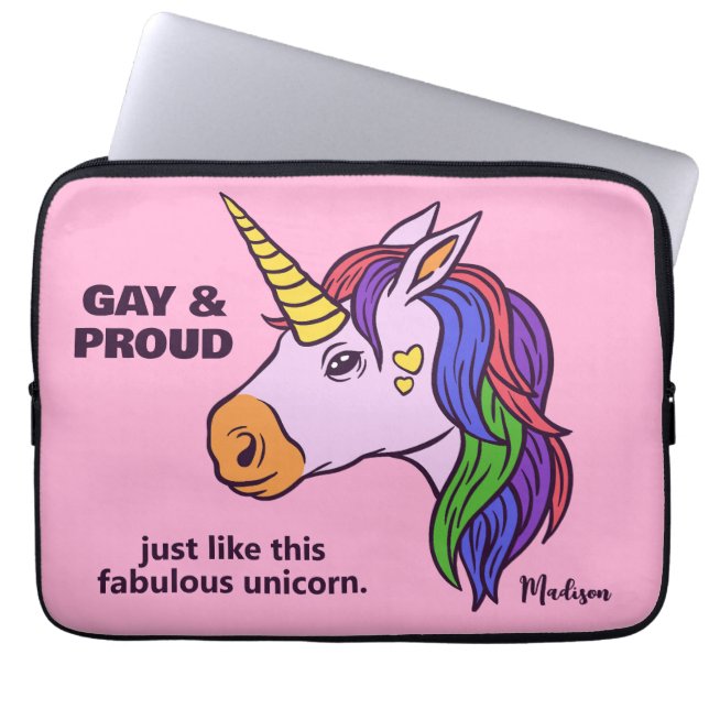 Capa Para Notebook Gay de Texto Personalizado Unicorn (Frente)