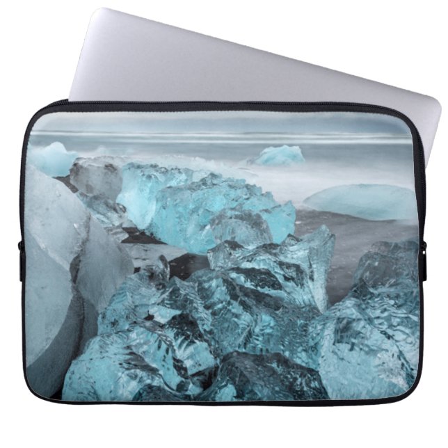 Capa Para Notebook Gelo azul na praia paisagem marítima, Islândia (Frente)