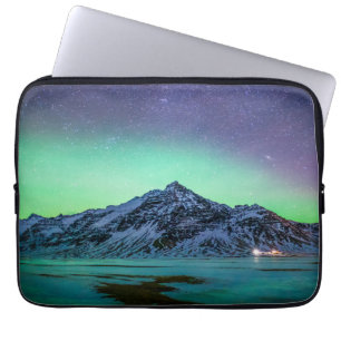 Capa Para Notebook Gelo e neve Aurora Borealis Via Látea Islândia