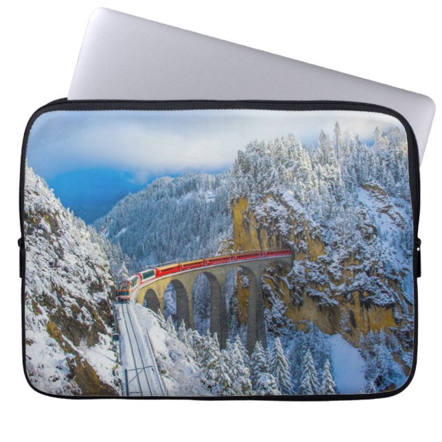 Capa Para Notebook Gelo e neve | Bernina Express, Suiça (Frente)