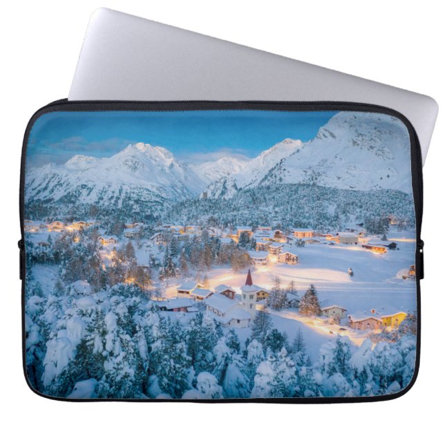 Capa Para Notebook Gelo e neve | Graubunden, Engadin, Suiça (Frente)