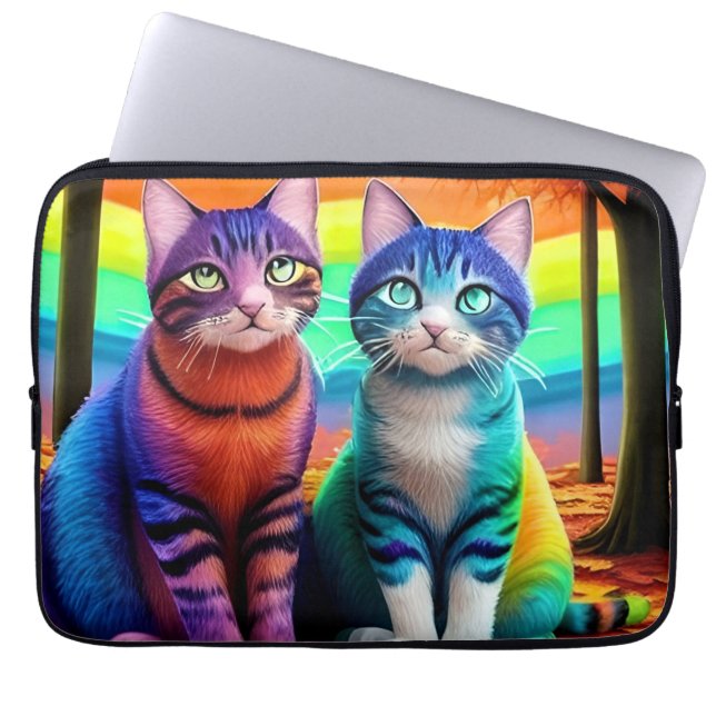 Capa Para Notebook Gêmeos da arte digital de gatos-56467 (Frente)