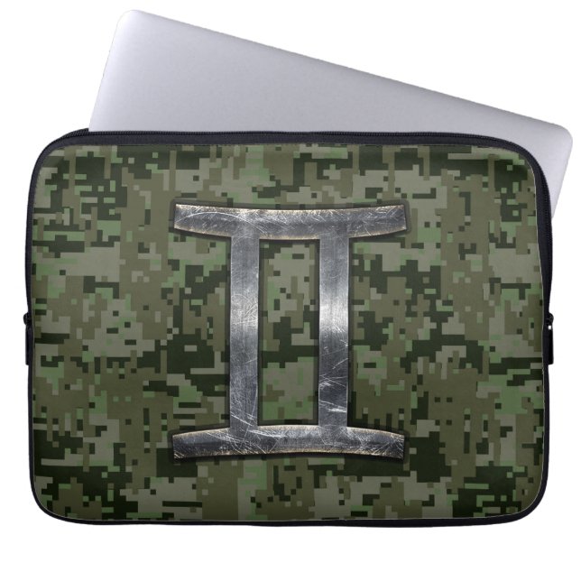 Capa Para Notebook Gemini Zodiac - Sinal de Camo Digital Verde (Frente)
