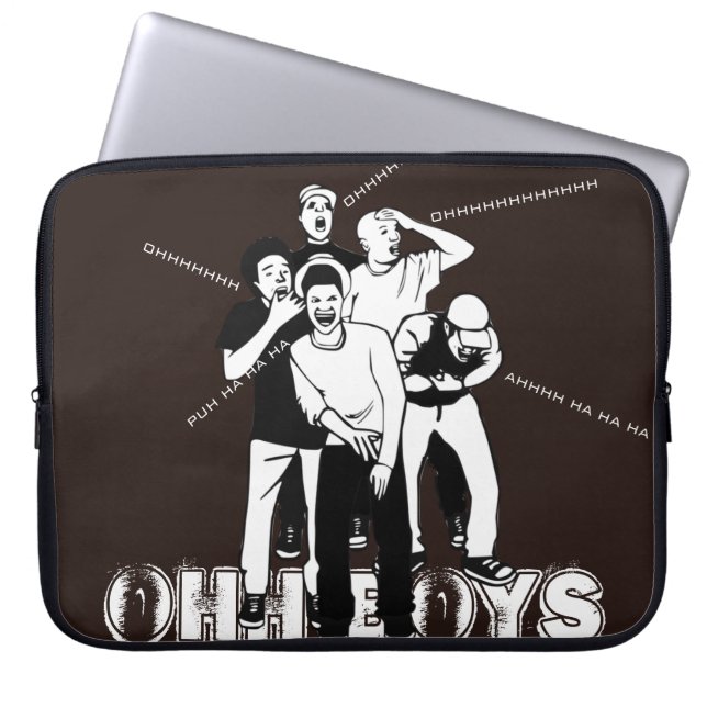 Capa Para Notebook GENTE branco-marrom OHH BOYS Rindo (Frente)
