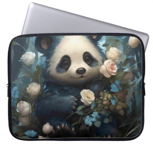 Capa Para Notebook Gentil Urso Panda Entre Rosas Selvagens