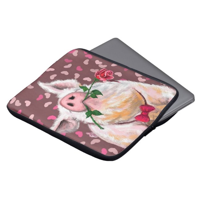Capa Para Notebook Gentleman Pig - Romântico - Engraçado (Frente Topo)