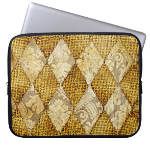 Capa Para Notebook Geométrico Dourado: Sofisticação do Padrão Retroat