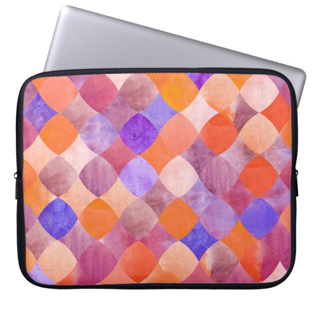 Capa Para Notebook Geométrico em aquarela, escamas árabes. (Frente)