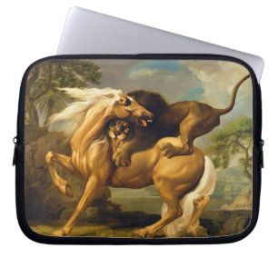 Capa Para Notebook George Stubbs   um leão que ataca um cavalo,