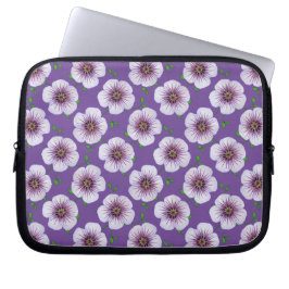 Capa Para Notebook Gerânio roxo azul floral em alguma cor