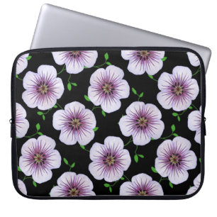 Capa Para Notebook Gerânio roxo azul floral em alguma cor