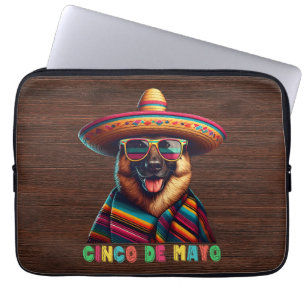 Capa Para Notebook German shepherd Cinco De Mayo Com Poncho Sombrero
