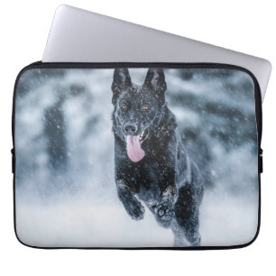 Capa Para Notebook German shepherd preto no Cobrir da escova de neve