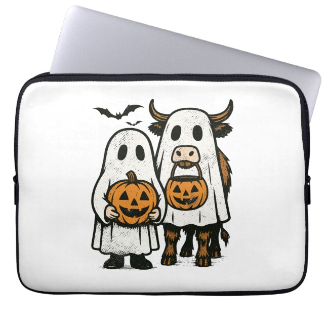 Capa Para Notebook Ghost Halloween, Vaca do Planalto de queda (Frente)