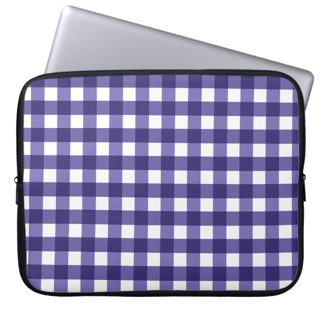 Capa Para Notebook Gingham azul marinho (Frente)
