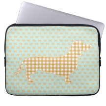 Gingham Gingham Dachshund Monograma Duck Azul Ovo