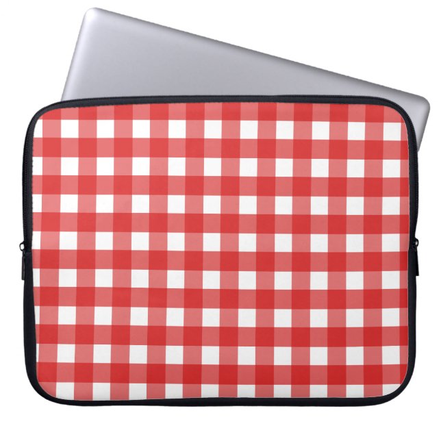 Capa Para Notebook Gingham vermelho e branco (Frente)