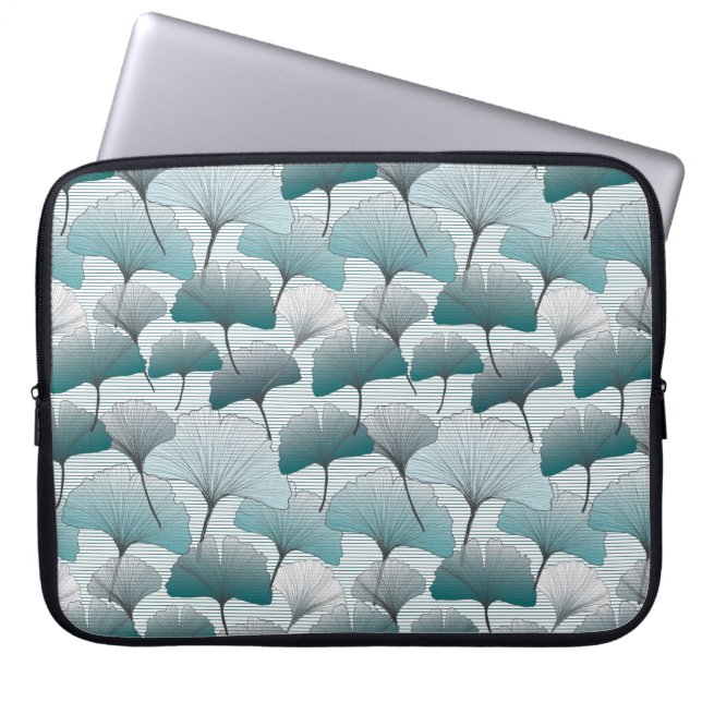 Capa Para Notebook Gingko biloba - padrão de cores azuis sem desconti (Frente)