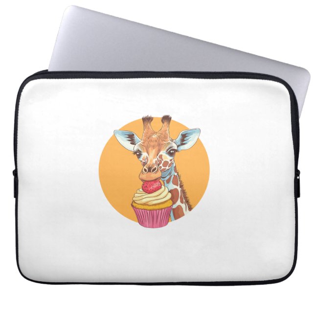 Capa Para Notebook Girafa com Cupcake (Frente)
