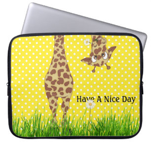 Capa Para Notebook Girafa em Bolinhas com margarida