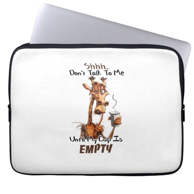 Capa Para Notebook Girafa Fria Com Xícara De Café (Frente)