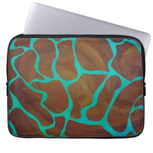 Capa Para Notebook Girafa Marrom e Estampa Azul-esverdeada