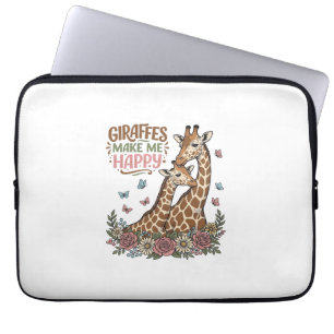 Capa Para Notebook Girafas Me Fazem Feliz Camisa Vintage Floral Desig