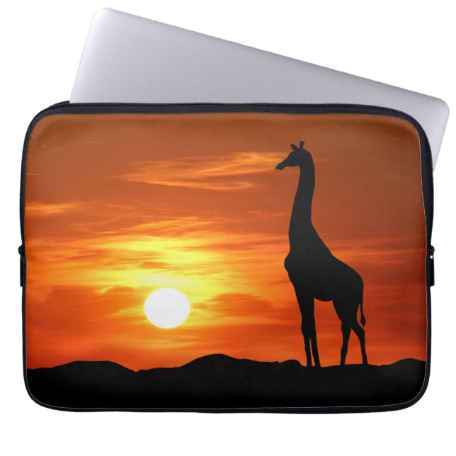 Capa Para Notebook Giraffe Silhouette na Bolsa de laptop Sunset (Frente)