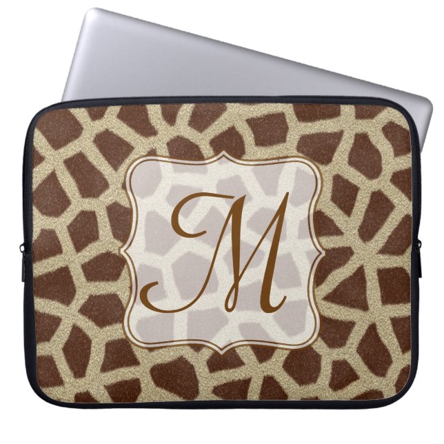 Capa Para Notebook Giraffe Spot Animal Print Monograma 15" Laptop (Frente)