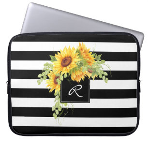 Capa Para Notebook Girassóis animados e faixas com monograma