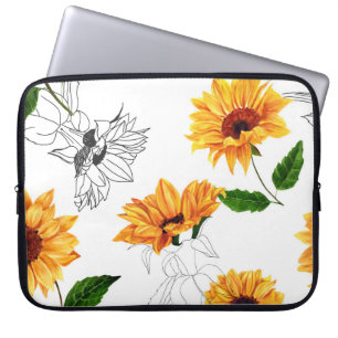 Capa Para Notebook Girassóis puxados à mão: padrão amarelo vibrante.