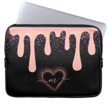 Girly Blush Rosa Pintura Gotejamento Glitter Monog