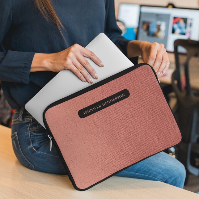 Capa Para Notebook Girly Chic Rosa Dourada Name Typografia Monogramme (Criador carregado)