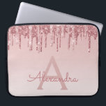 Capa Para Notebook Girly Pink Rose Gold Glitter Drips Monogram<br><div class="desc">Blush Pink - Rose Gold Faux Dripping (Drips) Glitter and Sparkle Elegant Monogram Laptop Computer Case. This monogrammed case can be customized to include your initial and first name.</div>