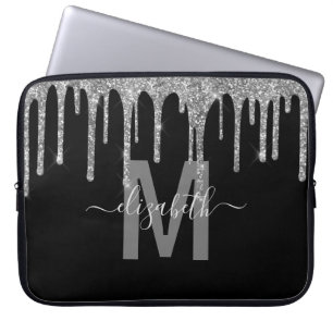 Capa Para Notebook Girly Silver Drivers Glitter Nome do Monograma