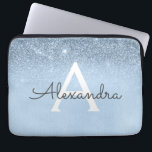 Capa Para Notebook Glam Blue Glitter e Sparkle Chic Monogramas<br><div class="desc">Minúsculo de Ombre Azul e Minúsculo,  moderno e elegante caso de monograma. Esse caso pode ser personalizado para incluir seu nome inicial e próprio.</div>