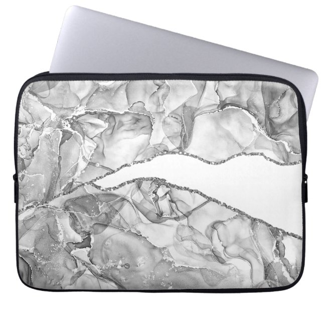CAPA PARA NOTEBOOK GLAM DE GLAMETRO DE AGATE DE PRATA LUMINOSA (Frente)