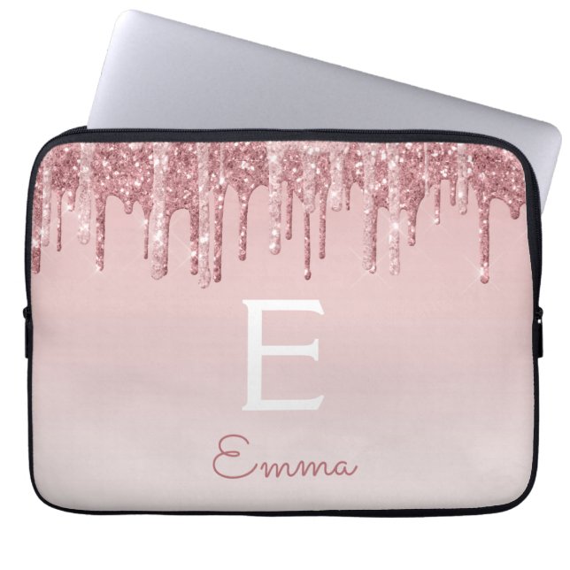 Capa Para Notebook Glam Rosa Rosa Rosa Dourada Glitter Glitter Drives (Frente)