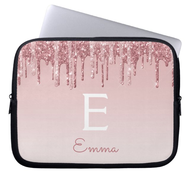 Capa Para Notebook Glam Rosa Rosa Rosa Dourada Glitter Glitter Drives (Frente)