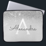 Capa Para Notebook Glam Silver Glitter e Sparkle Monogramas<br><div class="desc">Silver Ombre Faux Glitter e Sparkle Modern e Elegante Monograma. Esse caso pode ser personalizado para incluir seu nome inicial e próprio.</div>
