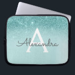 Capa Para Notebook Glam Teal Aqua Blue Glitter e Sparkle Monograma<br><div class="desc">Glam Teal - Aqua Blue - Mint Ombre Faux Glitter e Sparkle Modern e Elegante Monograma. Esse caso pode ser personalizado para incluir seu nome inicial e próprio.</div>