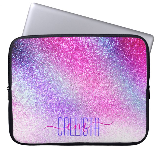 Capa Para Notebook Glitter da Nebulosa Púrpura Majestosa Rosa (Frente)